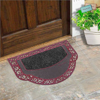 Zerbino Ingresso Semiluna Elegante Welcome Antiscivolo Gomma Robusta Tappeto Assorbente Bordeaux
