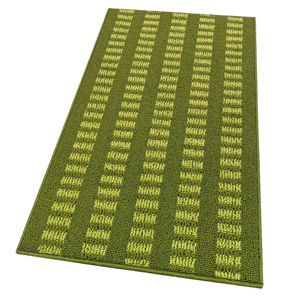 Tappeto Cucina Morbido 3D Assorbente Lavabile Antiscivolo Passatoia Bordata A Righe 57x40 Verde