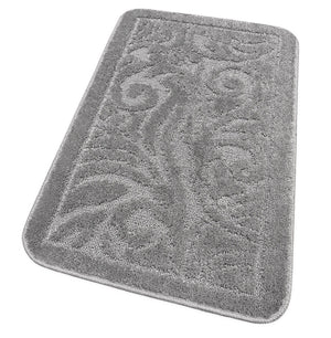 Tappeto Bagno Damascato Scendiletto Camera 50x110 Cm Morbido Assorbente Antiscivolo Grigio