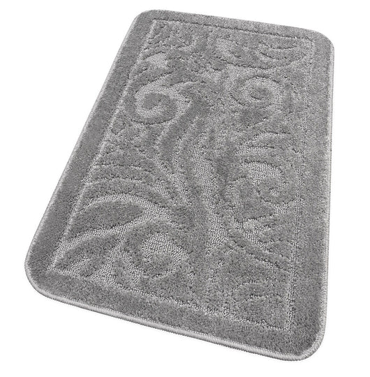 Tappeto Bagno Damascato Scendiletto Camera 50x110 Cm Morbido Assorbente Antiscivolo Grigio