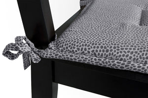 Set 4 Cuscini Sedia Cotone Con Lacci Lavabili Morbidi Universali Copri Sedie Maculati Grigi