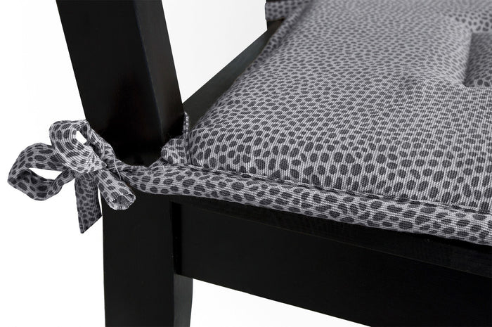 Set 4 Cuscini Sedia Cotone Con Lacci Lavabili Morbidi Universali Copri Sedie Maculati Grigi