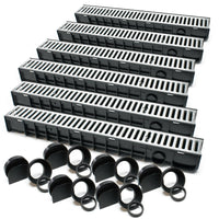 Set 6 grondaie da 1 mt copertura griglia 1,5 ton ghisa drenaggio evacuazione acque reflue 16_0001702