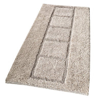 Tappeto Bagno Cotone Shaggy 55x90 Cm Beige Scendiletto Camera Morbido Assorbente Antiscivolo