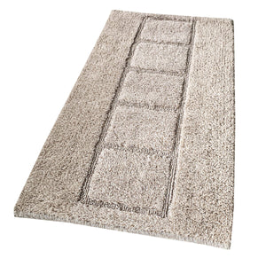 Tappeto Bagno Cotone Shaggy 55x90 Cm Beige Scendiletto Camera Morbido Assorbente Antiscivolo