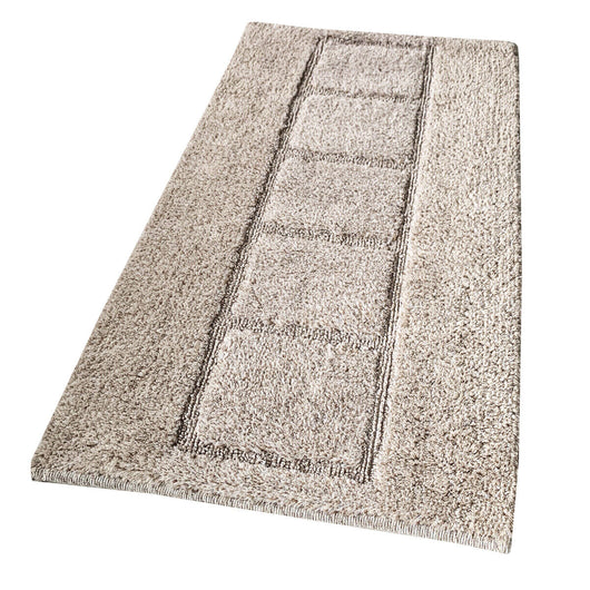 Tappeto Bagno Cotone Shaggy 55x90 Cm Beige Scendiletto Camera Morbido Assorbente Antiscivolo