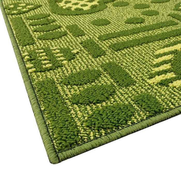 Tappeto Cucina Antiscivolo Cuori 3D Lavabile Moderno Assorbente Verde 57x230 cm