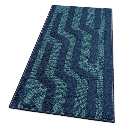 Tappeto Cucina A Righe 57x240 Cm 3D Morbido Bordato Passatoia Ingresso Assorbente Antiscivolo Blu
