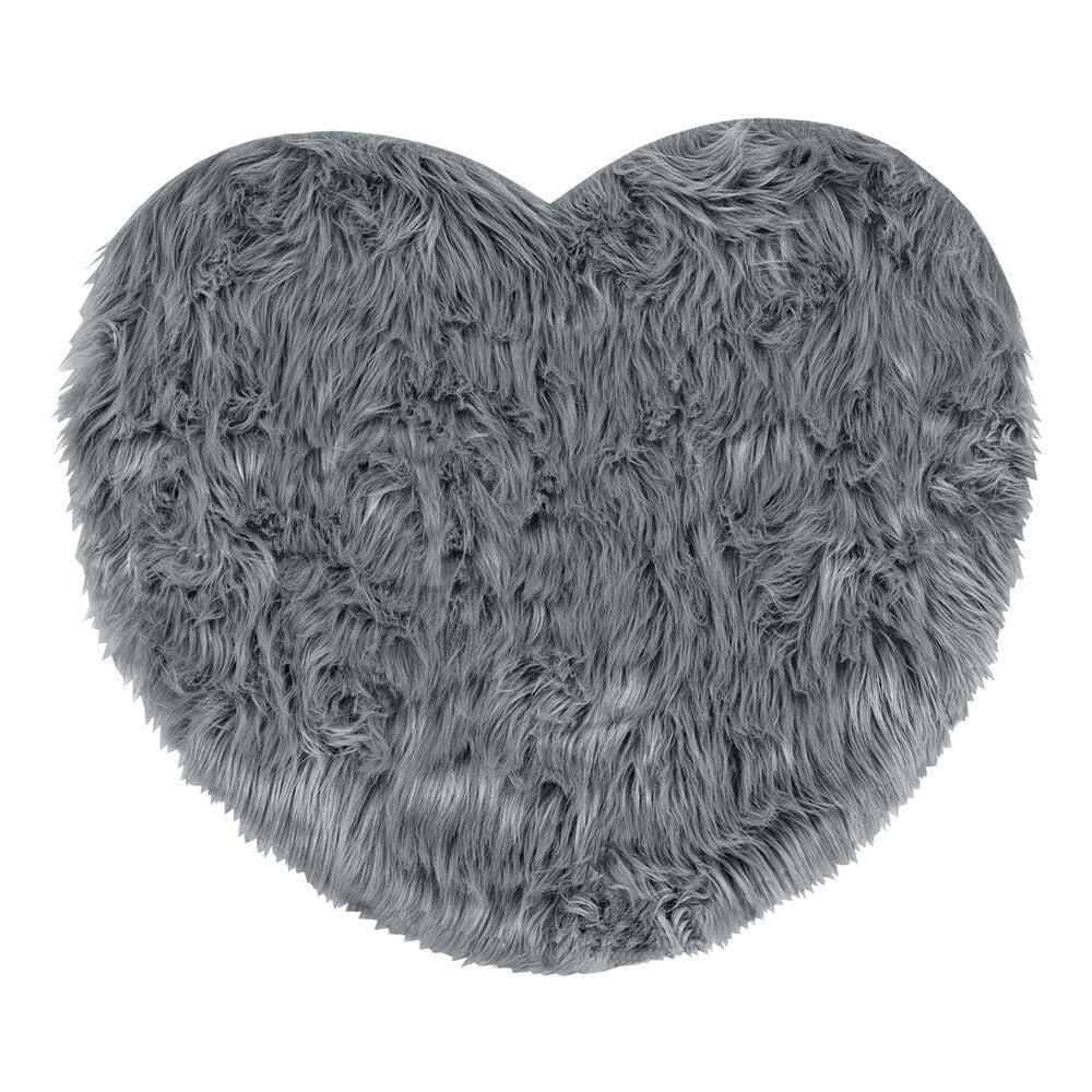 Tappeto Bagno Camera Cuore Grigio Scendiletto Pelo Lungo Shaggy Doccia Antiscivolo