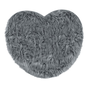 Tappeto Bagno Camera Cuore Grigio Scendiletto Pelo Lungo Shaggy Doccia Antiscivolo