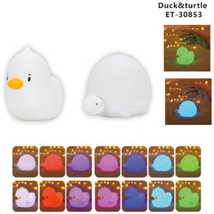 LUMINO LAMPADA NOTTE LED SILICONE TAVOLO COMODINO BAMBINI RGB ANATRA TARTARUGA