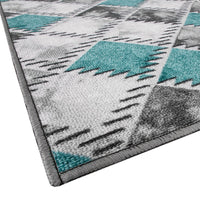 Tappeto Cucina Bordato Antiscivolo Assorbente Passatoia Colori Accesi Patchwork 57x140 Cm Azzurro