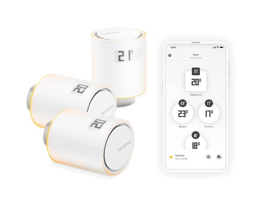 Netatmo Pack 3 Valvole Termostatiche WiFi.Controllo Remoto. Risparmio Energetico
