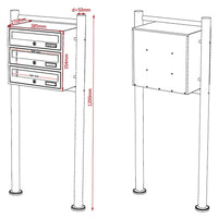 Cassetta postale Block 3 su gambe 3 ingressi in acciaio zincato bianco 16_0000027