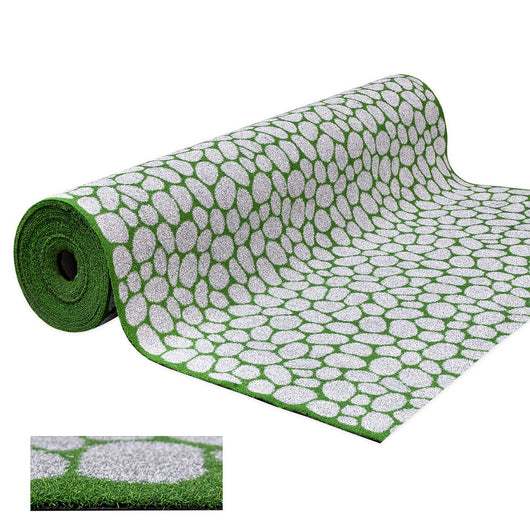 Erba Sintetica Effetto Pietre Sassi Tappeto Pavimento Prato Sintetico Ciottoli Drenante 1x5 Mt