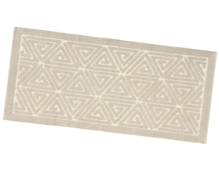 Tappeto Bagno Greca 65x150 cm Scendiletto Morbido Puro Cotone Assorbente Antiscivolo Beige