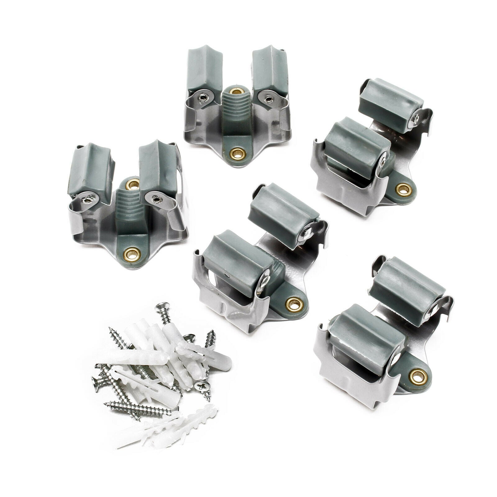 Set 5 porta scope in acciaio da parete per attrezzi pulizia giardinaggio ordina 16_0002483