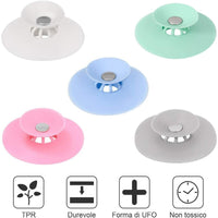 TAPPO DI SCARICO FILTRO PER CAPELLI RIFIUTI DOCCIA VASCA LAVANDINO IN SILICONE