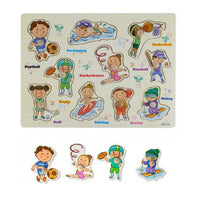 PUZZLE LEGNO INCASTRO EDUCATIVO SPORT NUOTO CALCIO DANZA SENSORIALE BAMBINI 7540