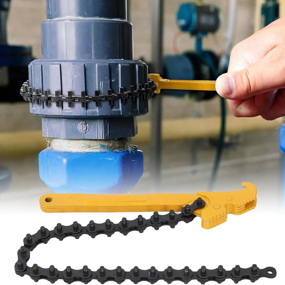 CHIAVE A CATENA REGOLABILE 23,5CM ACCIAIO LEGATO PER TUBI FILTRI OLIO MANICO 9"