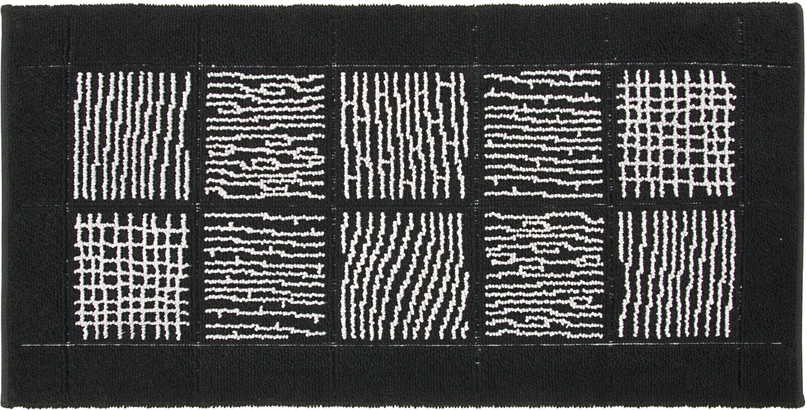 Tappeto Scendiletto Camera Bagno 65x140 cm Shaggy Puro Cotone Assorbente Antiscivolo Nero