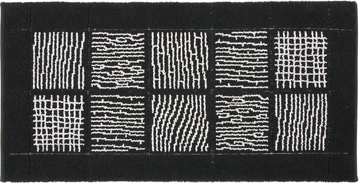 Tappeto Scendiletto Camera Bagno 65x140 cm Shaggy Puro Cotone Assorbente Antiscivolo Nero