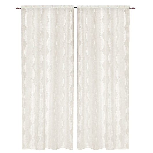 Tende Finestre Porte Interno Elegante Chic Tessuto Strass Brillantini Coppia 2 pz Beige 60x240 Cm