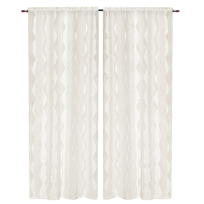 Tende Finestre Porte Interno Elegante Chic Tessuto Strass Brillantini Coppia 2 pz Beige 60x240 Cm