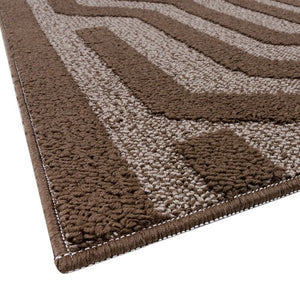 Tappeto Cucina A Righe 50x100 Cm 3D Morbido Bordato Passatoia Ingresso Assorbente Antiscivolo Marrone