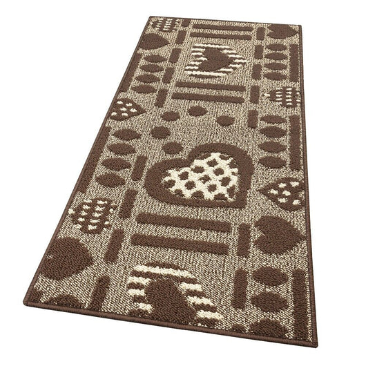 Tappeto Cucina Antiscivolo Cuori 3D Lavabile Moderno Assorbente Marrone 57x40 cm