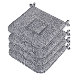 Set 4 Cuscini Sedia Cotone Con Lacci Lavabili Morbidi Universali Copri Sedie Maculati Grigi