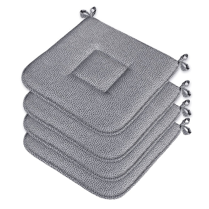 Set 4 Cuscini Sedia Cotone Con Lacci Lavabili Morbidi Universali Copri Sedie Maculati Grigi