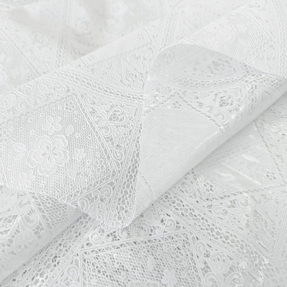 Tovaglia Plastificata Ricamata Bianca Pizzo 3D Moderna Copritavolo Cucina Antimacchia 137X160 DIS_G