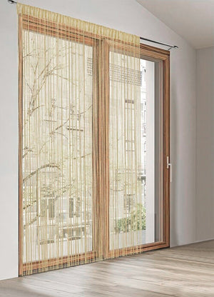 Tenda a Fili Elegante Per Porte Finestre Pannello 140x290 Cm Divisorio Camere Stanze Ambienti Senape