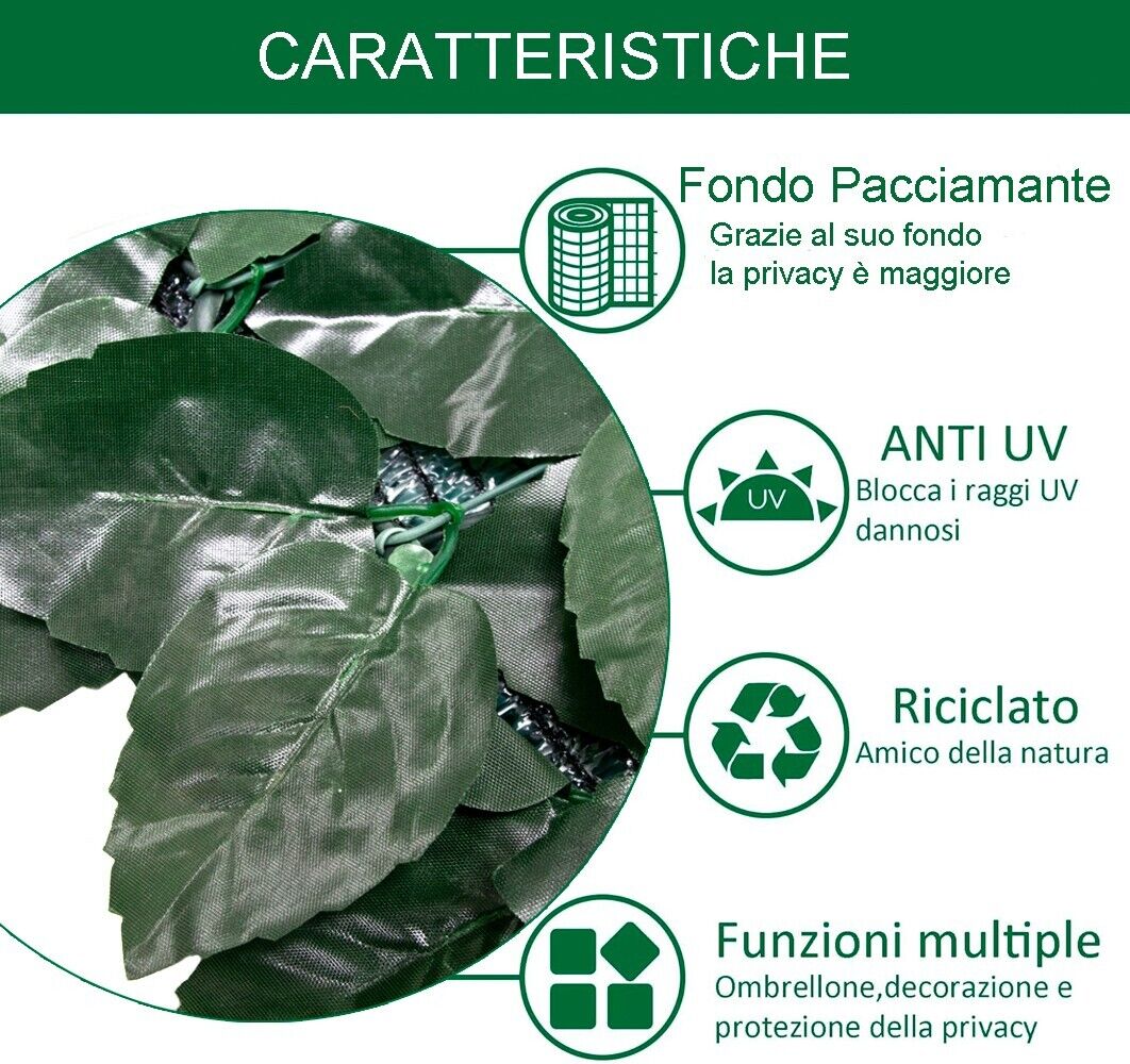 Siepe Artificiale Sintetica 150x300 cm Finta Recinzione Casa Foglie Rete Telo Privacy Ombreggiante