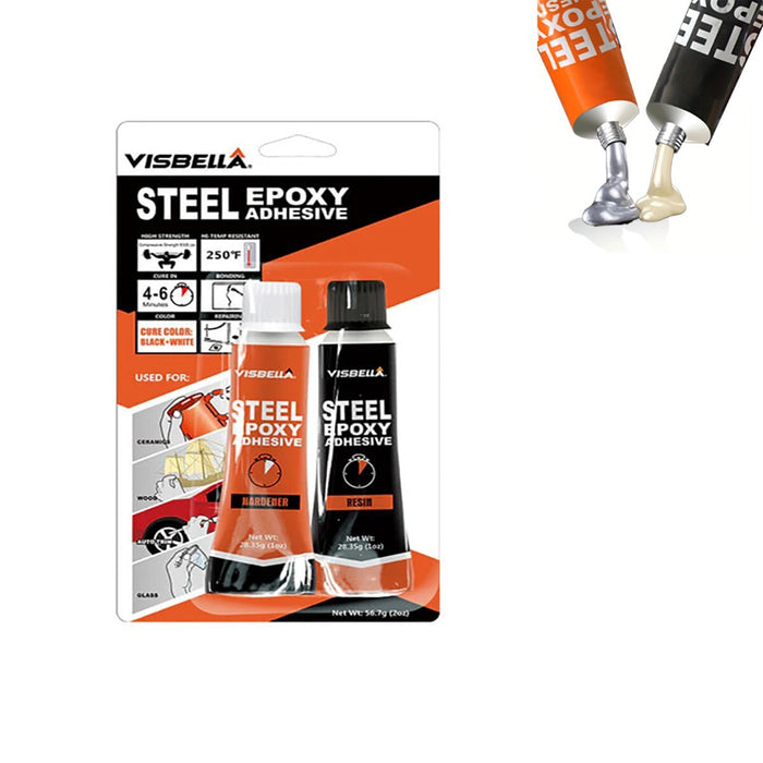 ADESIVO COLLA EPOSSIDICO METALLO VISBELLA 5 MIN IMPERMEABILE FORABILE ACCIAIO