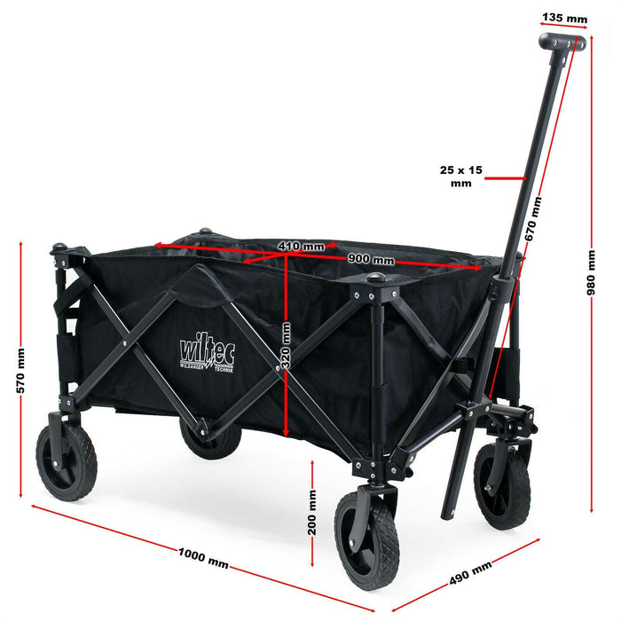 Carrello da trasporto pieghevole protezione solare diavolo trasporto spiaggia giardino nero 16_0000762