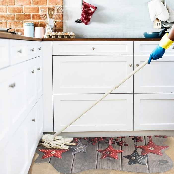 Tappeto Cucina Natale Gomma Pvc 50x90 Cm Moderno Antimacchia Antiscivolo Addobbi Natalizi (A)