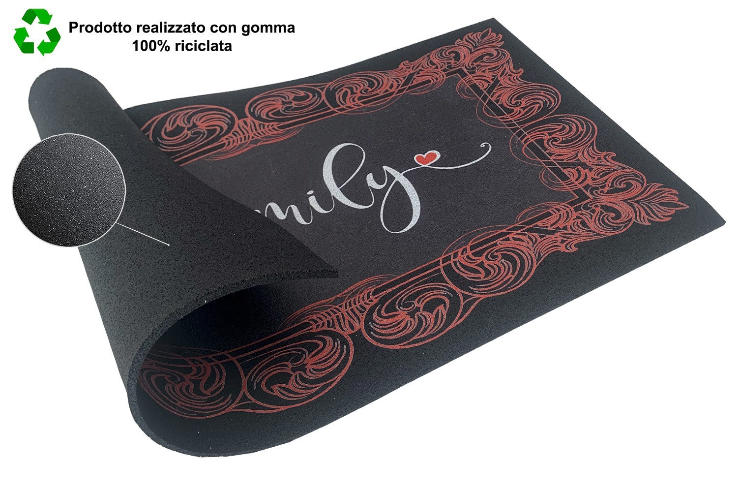 Zerbino Gomma Sostenibile 40X70 Antiscivolo Ingresso Interno Esterno Moderno Dis.A