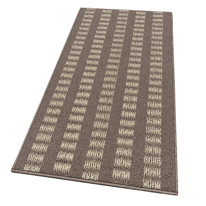 Tappeto Cucina Morbido 3D Assorbente Lavabile Antiscivolo Passatoia Bordata A Righe 57x230 Beige
