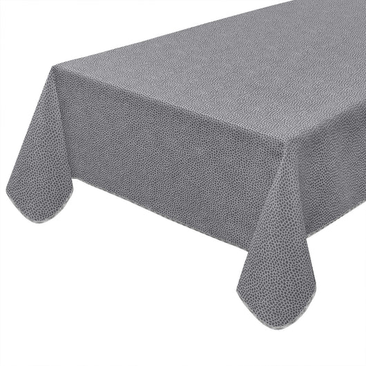 Tovaglia Antimacchia Maculata Bordata Cotone Plastificato Copritavolo Casa Cucina Grigio Tonda 155 Cm