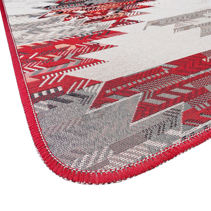 Tappeto Cucina Etnico 54x80 Cm Moderno Passatoia Antiscivolo Tessuto Gobelin Lavabile Bordeaux