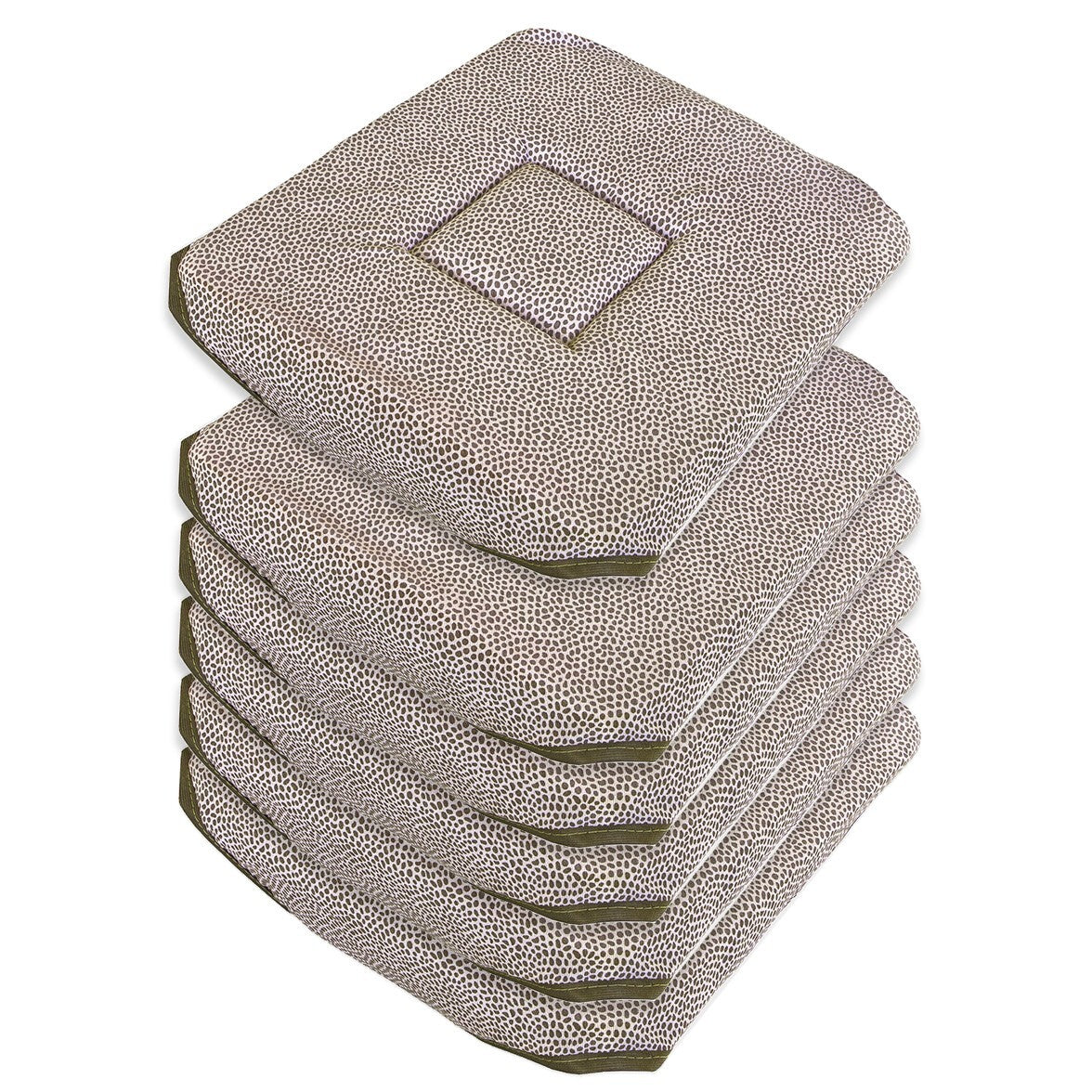 Set 6 Cuscini Sedia Cotone Con Alette Lavabili Morbidi Universali Moderni Coprisedia Maculati Marrone