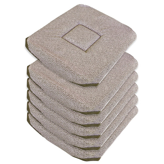 Set 6 Cuscini Sedia Cotone Con Alette Lavabili Morbidi Universali Moderni Coprisedia Maculati Marrone