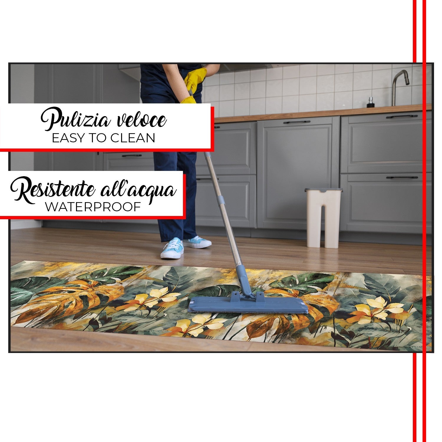 Tappeto Cucina Gomma Pvc 51x80 cm Antimacchia Passatoia Antiscivolo Antisfilo Lavabile Dis_G