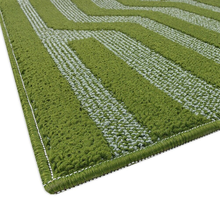 Tappeto Cucina A Righe 57x240 Cm 3D Morbido Bordato Passatoia Ingresso Assorbente Antiscivolo Verde