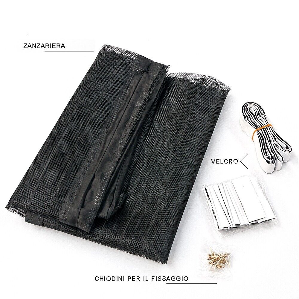 Tenda Zanzariera Magnetica Calamitata 100x160 Cm Nera Universale Porta Finestra Anti Insetti Mosche