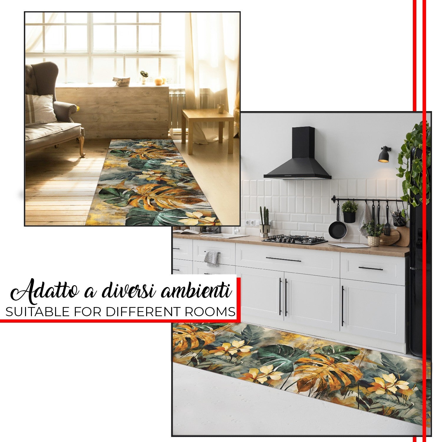 Tappeto Cucina Gomma Pvc 51x400 cm Antimacchia Passatoia Antiscivolo Antisfilo Lavabile Dis_G