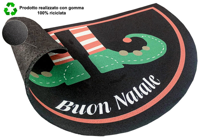 Zerbino Natalizio Gomma Sostenibile Semiluna 40x70 Cm Asciugapassi Natale Ingresso Antiscivolo Dis.C