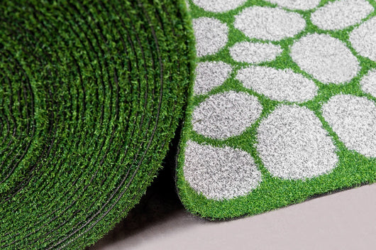 Erba Sintetica Effetto Pietre Sassi Tappeto Pavimento Prato Sintetico Ciottoli Drenante 1x2 Mt